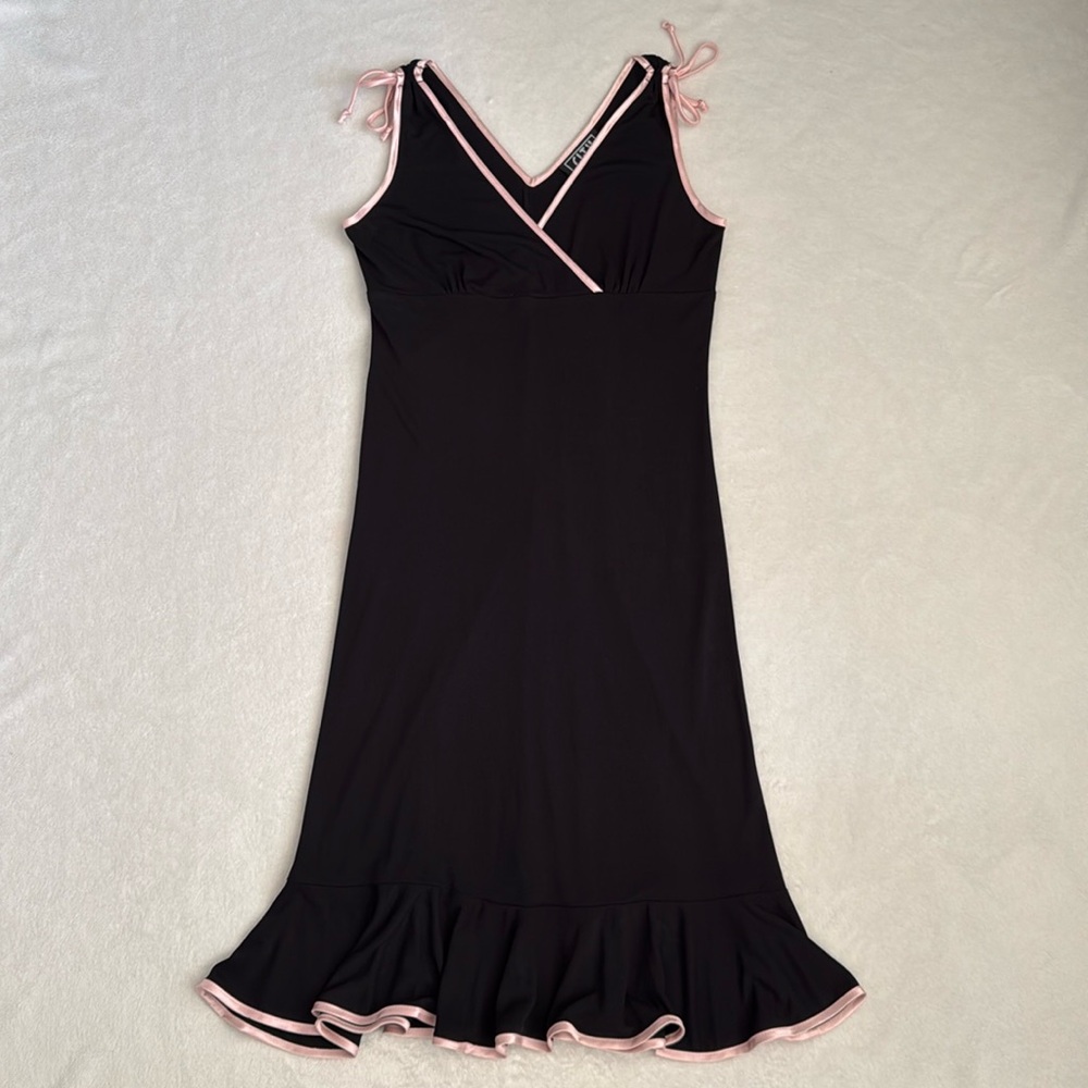 {VTG} City Triangles | Y2K Babydoll Midi Dress Black Made in USA (L Fits S/M)